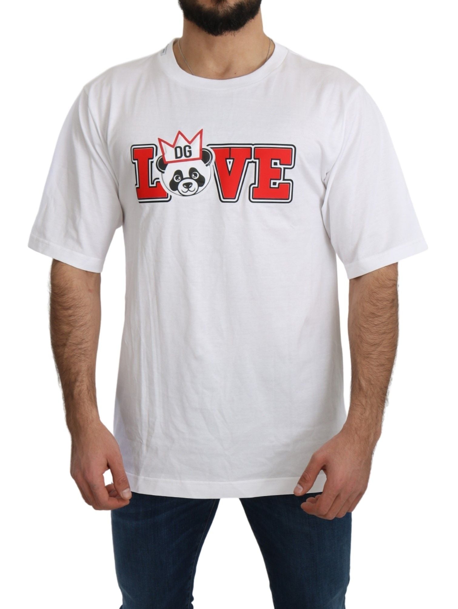 Dolce & Gabbana White Love Panda Baskılı Üst Tişört